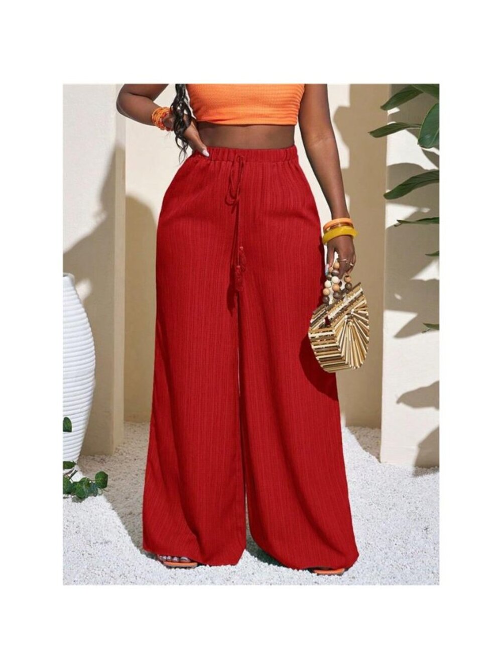Wide-Leg Pants with Drawstring - Picture 9 of 14